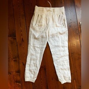 NWT White Linen Athleta Joggers Size 4